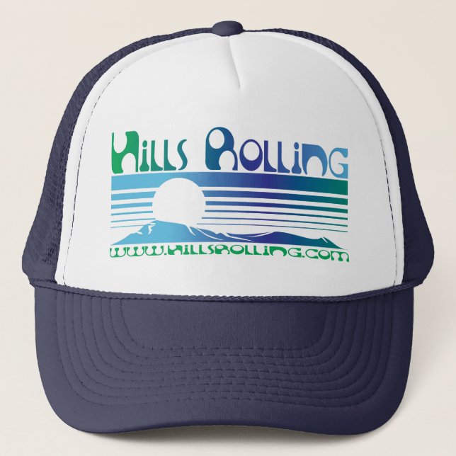 Hills Rolling Trucker Hat with Sunset Design (Front)
