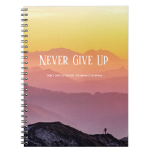 Hills Scenery Rainbow colours Motivation Quote Notebook
