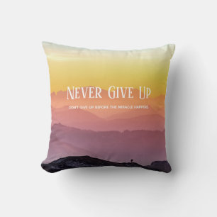 Hills Scenery Rainbow colours Motivation Quote Throw Pillow