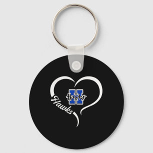 Hillsboro Hawks Logo Half Heart Slogan Hs Keychain