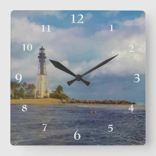 Hillsboro Inlet Light Scenic Square Wall Clock