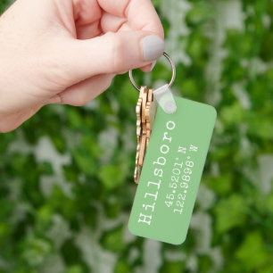 Hillsboro Oregon Latitude Longitude  Keychain