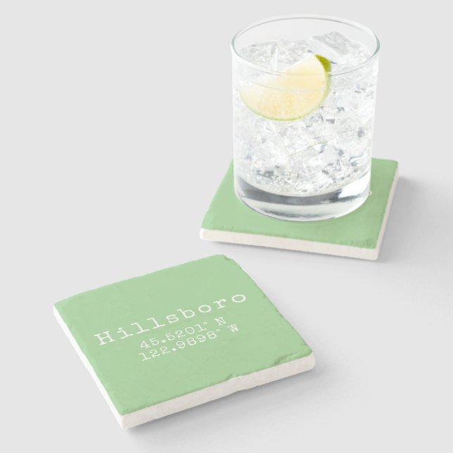 Hillsboro Oregon Latitude Longitude  Stone Coaster (Side)