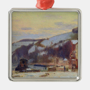 Hillside at Croisset under snow Metal Ornament