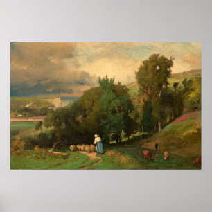 Hillside at Étretat, George Inness Fine Art Poster