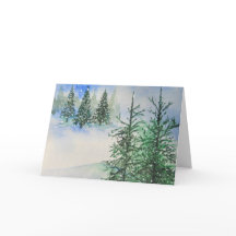 Hillside Evergreens et la carte de Noël de neige