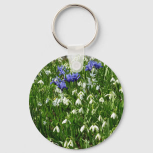 Hillside of Early Spring Flowers Landscape Keychain