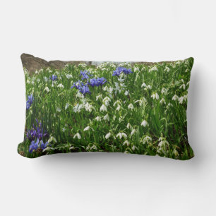 Hillside of Early Spring Flowers Landscape Lumbar Pillow