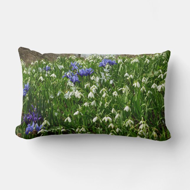 Hillside of Early Spring Flowers Landscape Lumbar Pillow (Front)