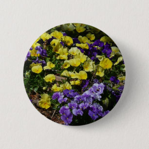Hillside of Purple and Yellow Pansies 2 Inch Round Button