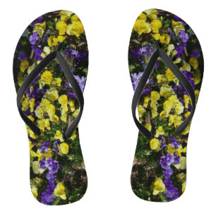 Hillside of Purple and Yellow Pansies Flip Flops