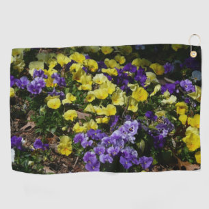 Hillside of Purple and Yellow Pansies Golf Towel