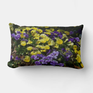 Hillside of Purple and Yellow Pansies Lumbar Pillow