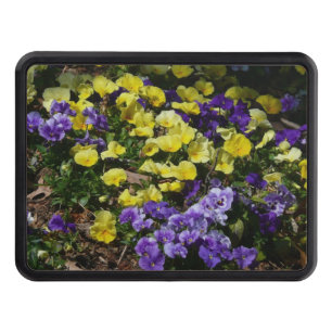 Hillside of Purple and Yellow Pansies Trailer Hitch Cover
