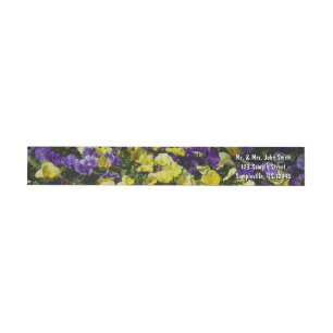 Hillside of Purple and Yellow Pansies Wrap Around Label