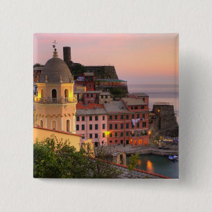 Hillside town of Vernazza in the evening, Cinque 2 Inch Square Button