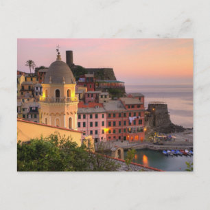 Hillside town of Vernazza in the evening, Cinque Postcard