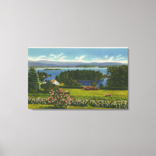 Hillside View of Diamond Island and Lake Canvas Print