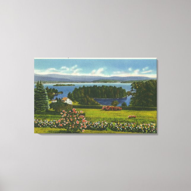 Hillside View of Diamond Island and Lake Canvas Print (Front)