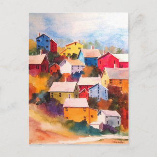 Hillside Village Houses Postcard
