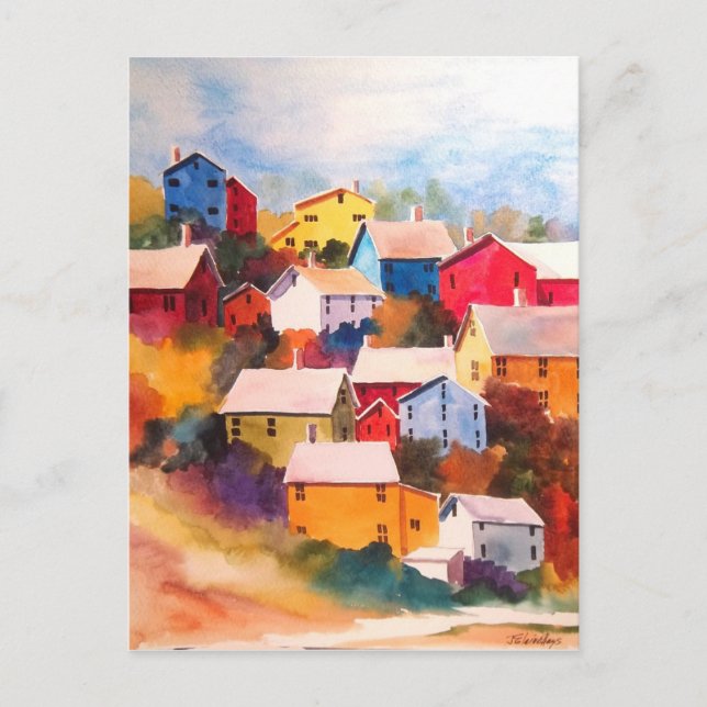 Hillside Village Houses Postcard (Front)