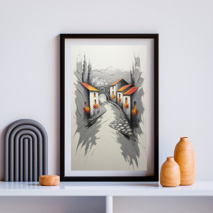 Hillside Village Pathway Poster