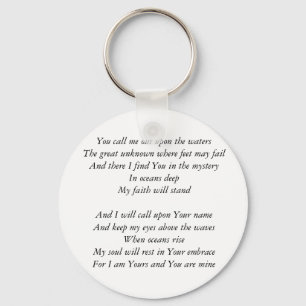 Hillsong United- Oceans lyrics Inspirational Key Keychain