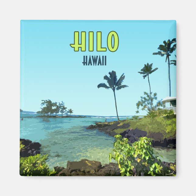 Hilo Big Island Hawaii Beach Vintage Magnet (Front)