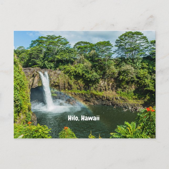 Hilo, Hawaii Tropical Rainbow Falls Waterfall  Postcard (Front)