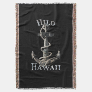 Hilo Hawaii Vacation Nautical Anchor Sailing Throw Blanket