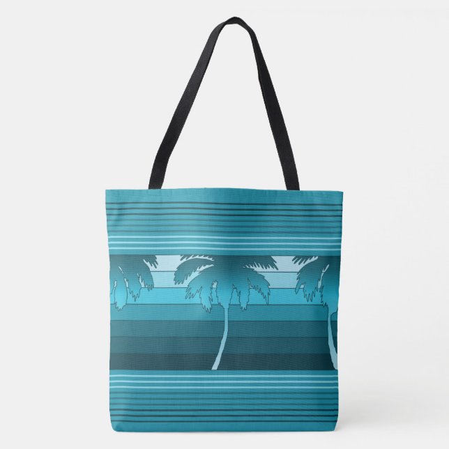 Hilo Hawaiian Palms Striped Beach Bag (Front)