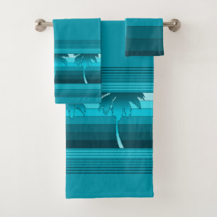 Hilo Hawaiian Palms Striped Coordinates Bath Towel Set