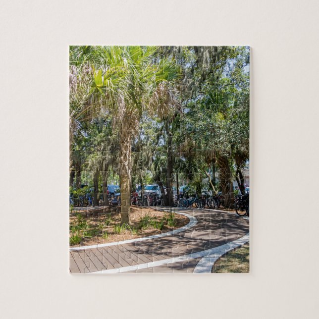 hilton head georgia beach and ocean with palm tre jigsaw puzzle (Vertical)