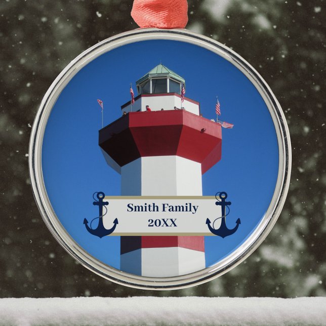 Hilton Head Harbour Town Lighthouse and Anchor Metal Ornament (Creator Uploaded)