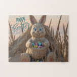Hilton Head Island Easter Bunny Sand Sculpture Jigsaw Puzzle<br><div class="desc">Happy Easter Hilton Head style! The design on this beautiful beach-themed Easter jigsaw puzzle features a detailed sand sculpture of a cheerful Easter bunny holding a basket overflowing with colorful Easter eggs surrounded by Lowcountry sand dunes with its towering sea oats. The early morning calm ocean is in the background....</div>