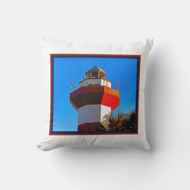 Hilton Head Island Harbour Town Lighthouse Throw Pillow (Front)