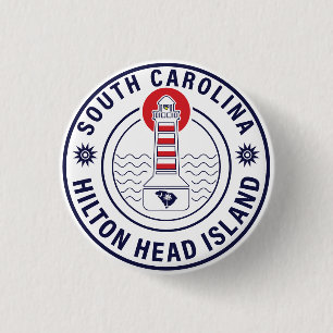 Hilton Head Island Lighthouse Retro Sunset 1 Inch Round Button