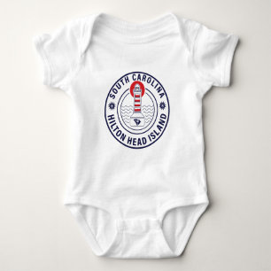 Hilton Head Island Lighthouse Retro Sunset Baby Bodysuit