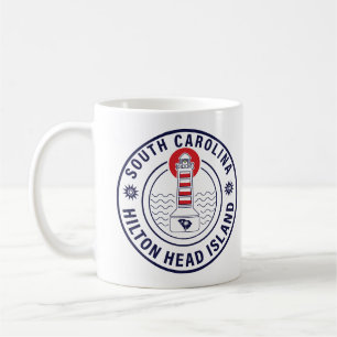 Hilton Head Island Lighthouse Retro Sunset Coffee Mug