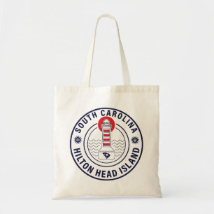 Hilton Head Island Lighthouse Retro Sunset Tote Bag