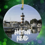 Hilton Head Island Lighthouse, South Carolina Ceramic Ornament<br><div class="desc">Hilton Head Island lighthouse and marina,  South Carolina.</div>