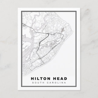 Hilton Head Island Map Postcard