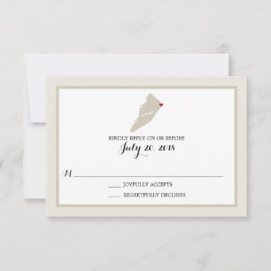 Hilton Head Island Map with heart Wedding RSVP