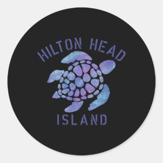 Hilton Head Island Sc Beach Illustration Classic Round Sticker