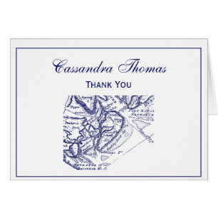 Hilton Head Island SC Carte Vintage #2 Marine Blue