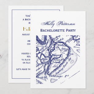 Hilton Head Island SC Carte Vintage Marine Blue