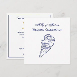 Hilton Head Island SC Carte Vintage Marine Blue