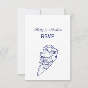 Hilton Head Island SC Carte Vintage Marine Blue
