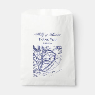 Hilton Head Island SC Vintage Map Navy Blue Favour Bag