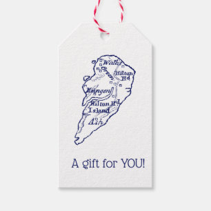 Hilton Head Island SC Vintage Map Navy Blue Gift Tags